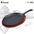 Pre-seasonded Cast iron round sizzle plate nonstick skillet steak pan